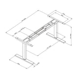 Maidesite T2 Pro Plus - Electric Height Adjustable Standing Desk Frame with detail dimension for DIY your own standing desk