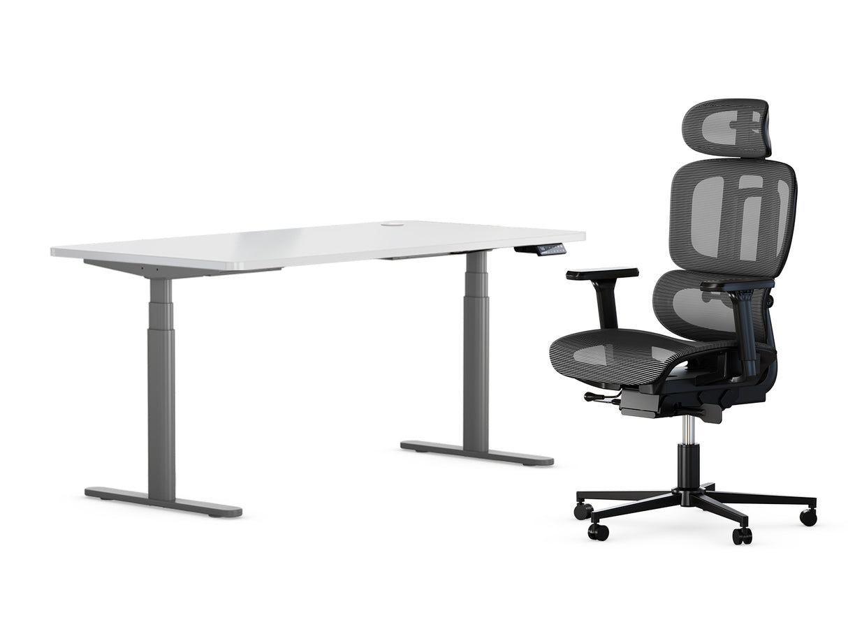 Maidesite Electric Standing Desk Ergonomic Chair Bundle