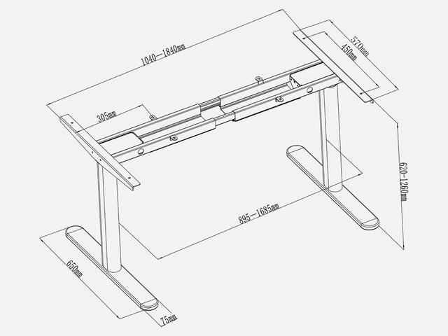 Maidesite TH2 Plus Art - Electric Standing Desk Height Adjustable Table Frame